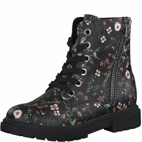 s.Oliver Schnürstiefel Reißverschluss Flower schwarz S21 5-5-45210-27 