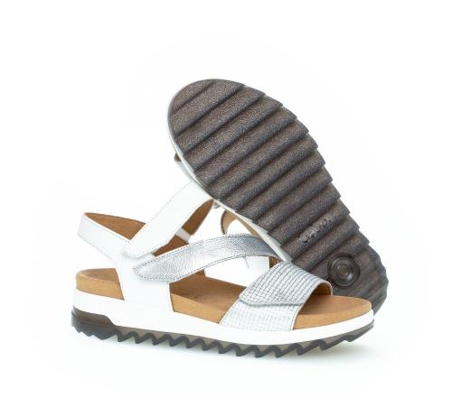 Gabor Sandale 3fach Klett Leder silber 66.742.60 4,5 | silber/weiss | G