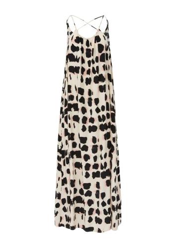 QS designed by Feines Sommerkleid aus Viskose beige/schwarz S13  2128175 