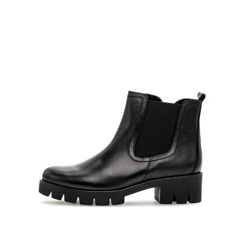 Gabor Chelsea Boots Leder Wechselfußbett derbe Sohle schwarz S23 31.710.27 