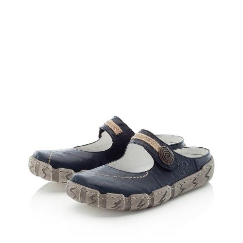 Rieker Pantolette Clogs Leder Antistress blau L0391-14 
