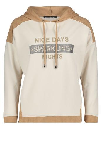 Betty Barclay Sweatshirt Kapuze Statement Druck überschnittener Arm beige S22  25241133 
