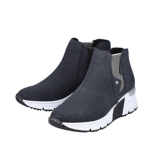 Rieker Antistress Damenboot Keilabsatz blau X6361-14 38 | pazifik/leinen | G