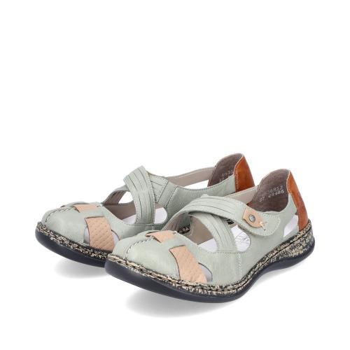 Rieker Antistress Damen Ballerina Klettverschluss Riemchen grün S13 46368-52 