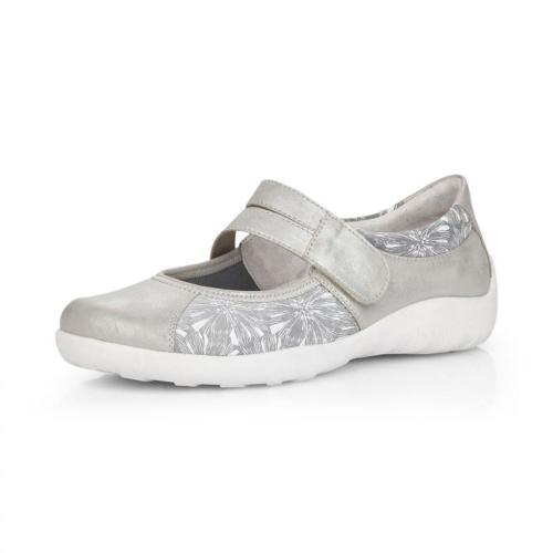 Remonte Slipper Ballerina Spange Leder silner+muschel softfoam R3510-02 38 | 90 silber | 