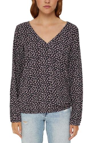 EDC Bluse Viskose V - Ausschnitt gemustert schwarz  991CC1F313 XS | C318 LEAF GREEN | 