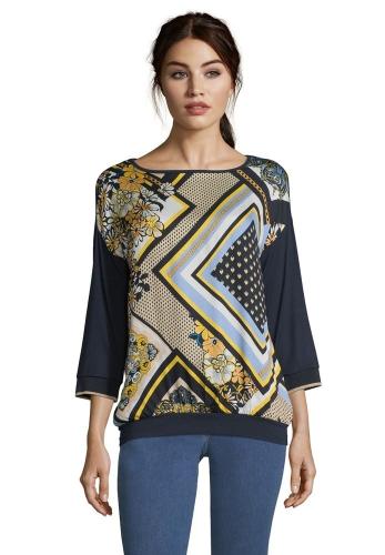 Betty Barclay Bluse Shirt 3/4 blau camel 20441132 36 | 8877 Dark Blue | 