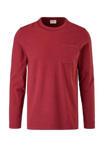 s.Oliver Herren Longsleeve Brusttasche Rundhalsausschnitt rot, grün S22 2119204 