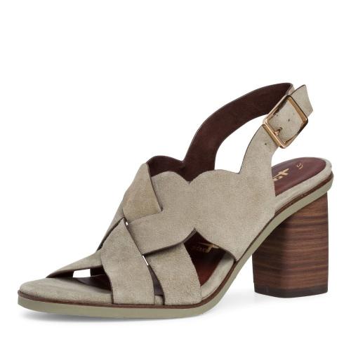 Tamaris Sandalette Leder Blockabsatz olive  1-1-28020-26 