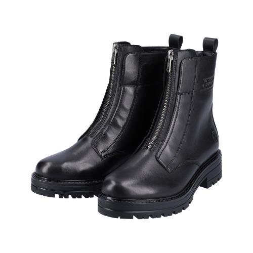 Remonte Damen Biker- Boots Leder Warmfutter Schurwolle Frontreißverschluss Wechselfußbett schwarz S22 D2280-01 