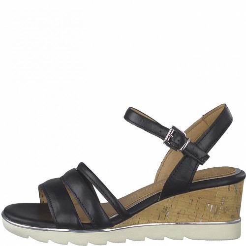 MarcoTozzi Sandalette Keilabsatz Leder schwarz S12 2-2-28724-28 