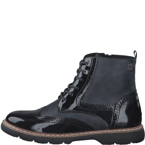 s.Oliver Schnürboots Lackoptik Brogue - Style blau, schwarz S22 5-5-25465-39 