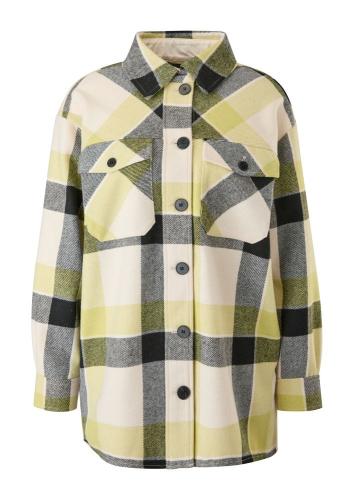 s.Oliver Damen Jacke Wollmix Glencheck-Muster Knopfleiste Pattentasche gelb S22 2122134 L | 81N4 BROWN | 