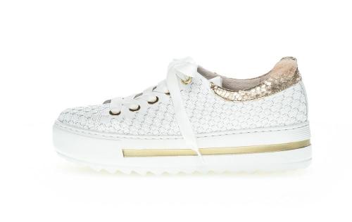 Gabor Sneaker low Leder Flechtoptik Golddetails Wechselfußbett weiß S12 86.499.50 