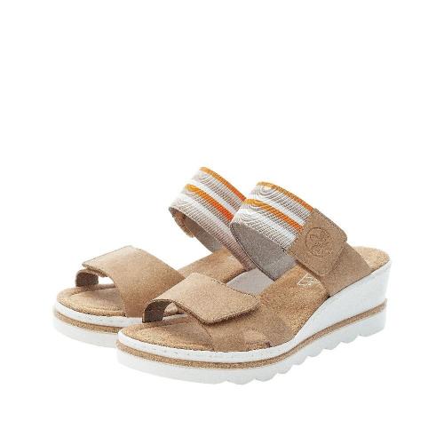 Rieker Antistress Damen Pantolette Keilabsatz beige S12  67490-60 