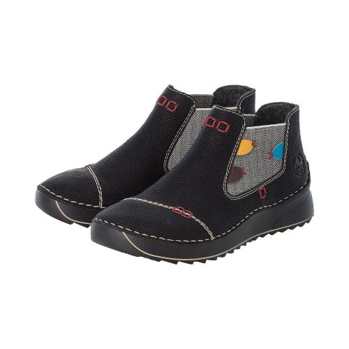 Rieker Chelsea Boots Stiefelette Slipper  schwarz 51592-00 38 | schwarz/brandy/ | F