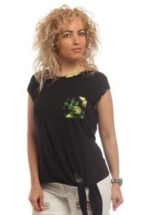 Fashion Apolda T- Shirt seitlicher Knoten schwarz 44535 