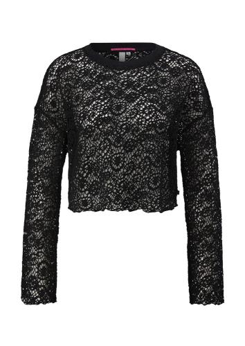 QS designed by Longsleeve mit Lochmuster schwarz S13 2127651 