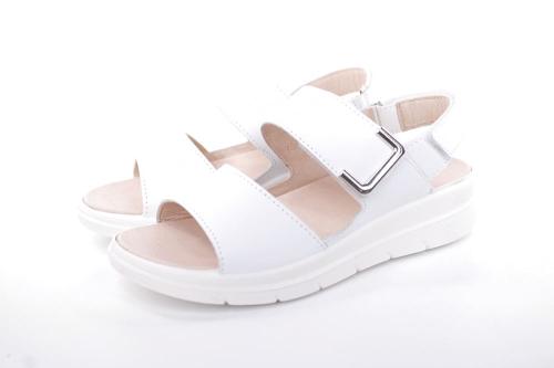 Fußbequem Damen Sandale Leder Wechselfußbett weiß S13 6006/1 