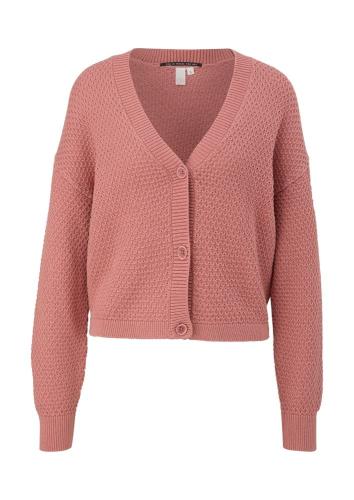 QS desinged by Strickcardigan V- Ausschnitt Knopfleiste rosa,lila, schwarz S22 2125126 