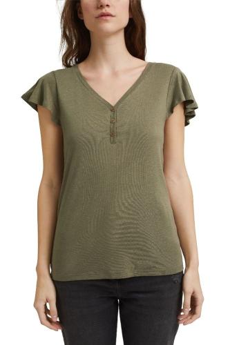 edc T-Shirt Leinen grün 041CC1K332 