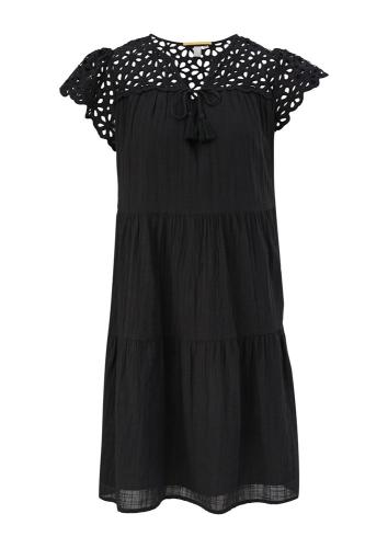 QS designed by Volantkleid mit Broderie Anglaise schwarz S13  2125550 