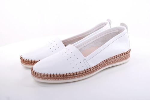 PETER ERIKSON Damen Slipper Loafer Leder Comfort- Fußbett weiß, blau S13 221591 