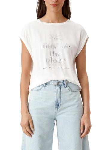 s.Oliver T-Shirt mit Metallic-Statement-Print S12 2115800 44 | 02D0 WHITE | 