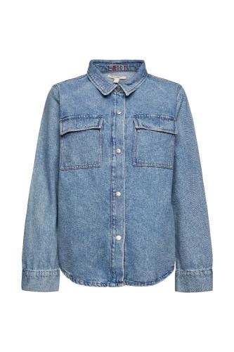 ESPRIT Jeans Jacke Bluse Umlegekragen Knopfleiste  Bruttaschen blau S12 022EE1G318 