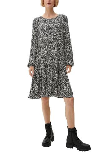 s.Oliver Kleid Viskose-Kleid mit Volants S22 2120853 42 | 99A2 GREY/BLACK | 