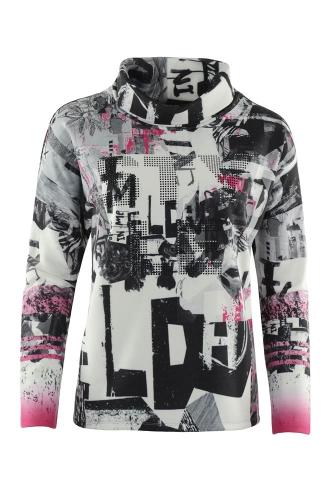 Hajo Sweatshirt Rollkragen 18997 M | schwarz/fuchsia | 