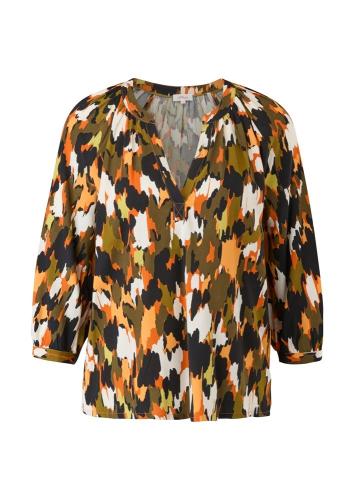 s.Oliver Damen Viskosebluse allover gemustert grün, schwarz S22  2120700 