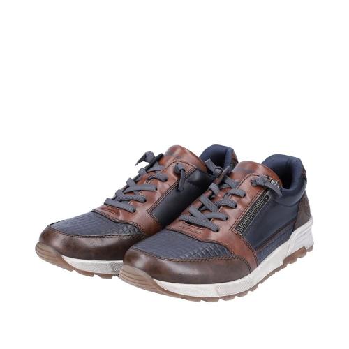 Rieker Antistress Herren Schnürhalbschuh Sneaker Leder Reißverschluss blau S22 15163-14 