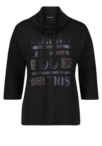 Betty Barclay Sweatshirt 3/4 Arm Statement Druck Rollkragen schwarz S22 25371216 