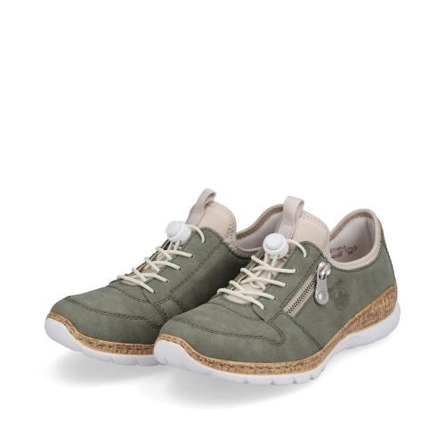 Rieker Antistress Damen Slipper Memosoft Decksohle Schnellschnürung grün S13 N42G0-52 