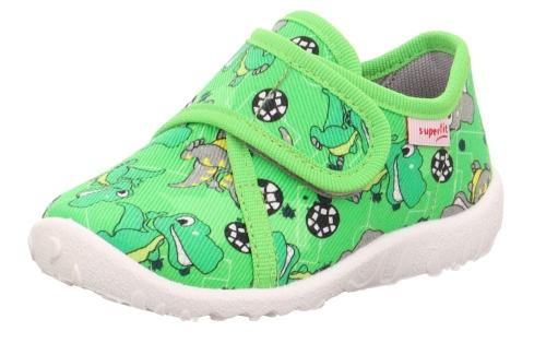 superfit SPOTTY - Grün/Mehrfarbig Hausschuh mit Klettverschluss Dino, Fußball S13 1-009246-7010 