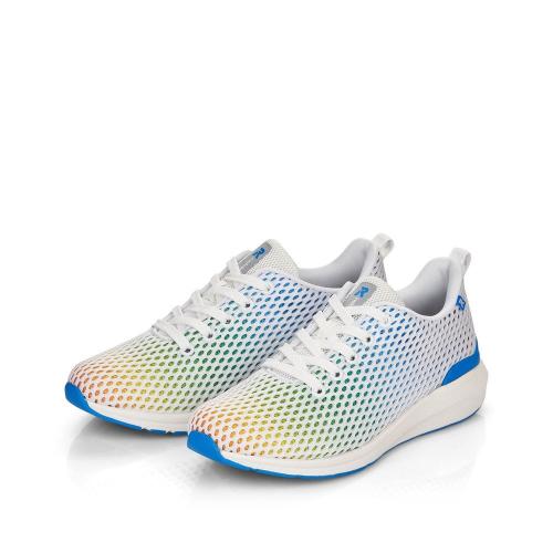 Rieker EVOLUTION Damen Sneaker Wechselfußbett Mesh- Optik Regenbogenfarben weiß  S13 40101-90 41 | sportweiss/weis | F