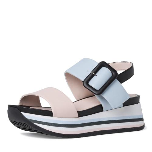 Marco Tozzi Sandale Plateau Farbmix 2-2-28780-28 37 | 092 BLACK/LT BL | 