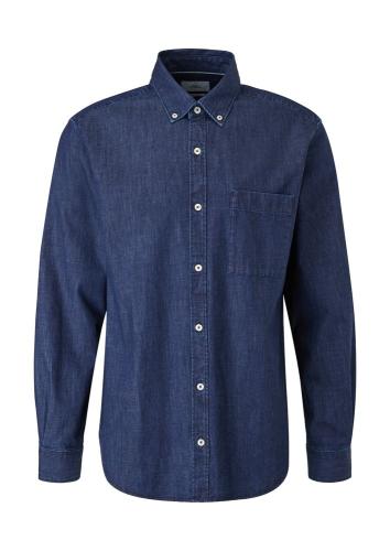 s.Oliver Herren leichtes Jeanshemd Knopfleiste Brusttasche Button Down- Kragen blau S22  2120984 