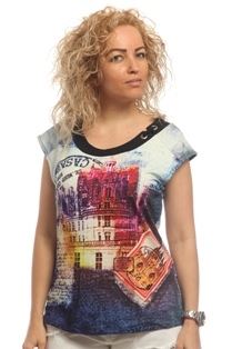 Fashion Apolda T- Shirt grafischer Print blau  44548 