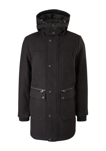 QS designed by Herren Wintermantel Wolle schwarz  S21 2105437 