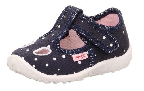 superfit SPOTTY - Dunkelblau/Silber Hausschuh mit Klettverschluss Punkte S13 1-009248-8020 