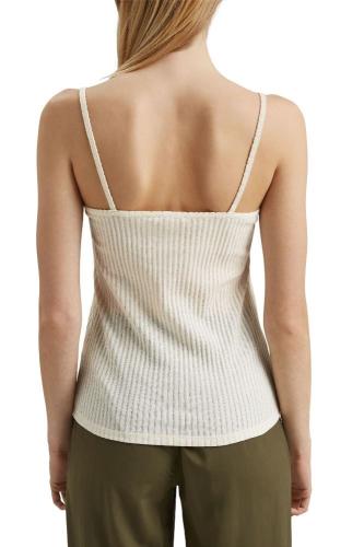 edc Trägertop Pointelle Muster weiß rot 041CC1K314 L | C114 OFF WHITE | 
