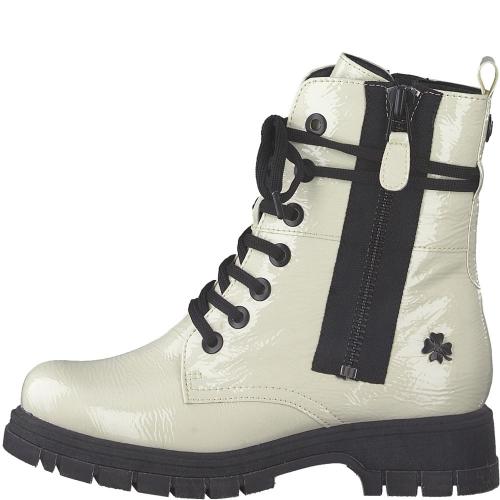 MARCO TOZZI by Guido Maria Kretschmer Schnürboots Schnürstiefelette Lack- Optik beige,grün S22  2-2-85200-29 