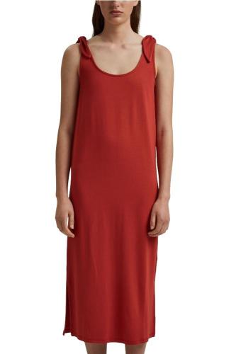 EDC Kleid Jersey mit Knoten Midilänge Terracotta rot 061CC1E302 