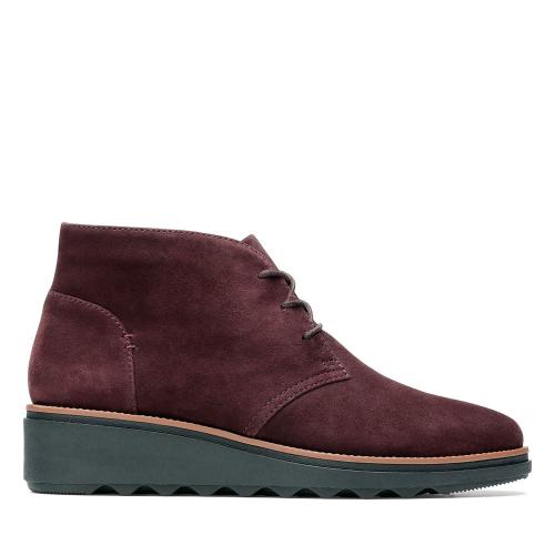 Clarks Schnürstiefelette Sharon Hop Burgundy Suede 26146394 