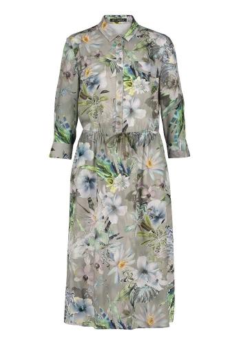 Betty Barclay Hemdblusenkleid 3/4 Arm  Midi- Länge grün blau S12  11581066 