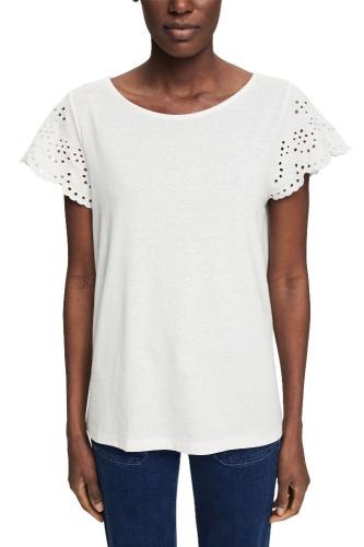 ESPRIT Recycelt T-Shirt mit Lochstickerei 042EE1K340 