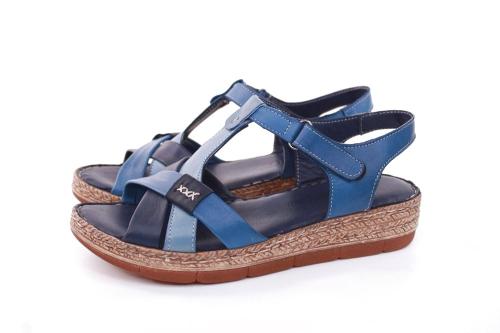 Andrea Conti Sandale Leder Keilabsatz blau S12 18836041024 