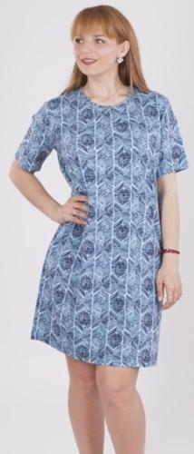 Fashion Apolda Kleid 1/2 Arm blau gemustert 40019 